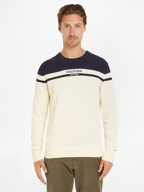 Tommy Hilfiger Colorblock Graphic Pulover Alb