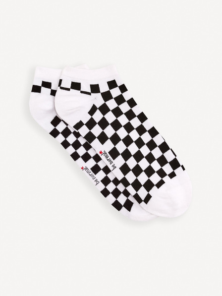 Celio Șosete Celio Plaid albe și negre pentru bărbați