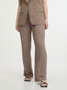 ONLY Pantaloni maro din amestec de in pentru femei ONLY Agnes