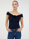 Orsay Tricou negru cu mânecă scurtă pentru doamne cu aplicații ORSAY