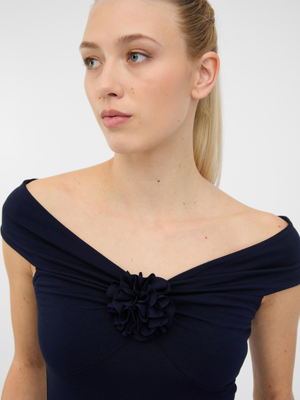 Orsay Tricou negru cu mânecă scurtă pentru doamne cu aplicații ORSAY