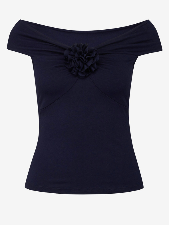 Orsay Tricou negru cu mânecă scurtă pentru doamne cu aplicații ORSAY