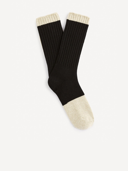Celio Șosete înalte bej și negru Celio Fisobloco