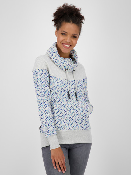 Alife and Kickin Hanorac cu guler modelat pentru femei Alife and Kickin gri și albastru