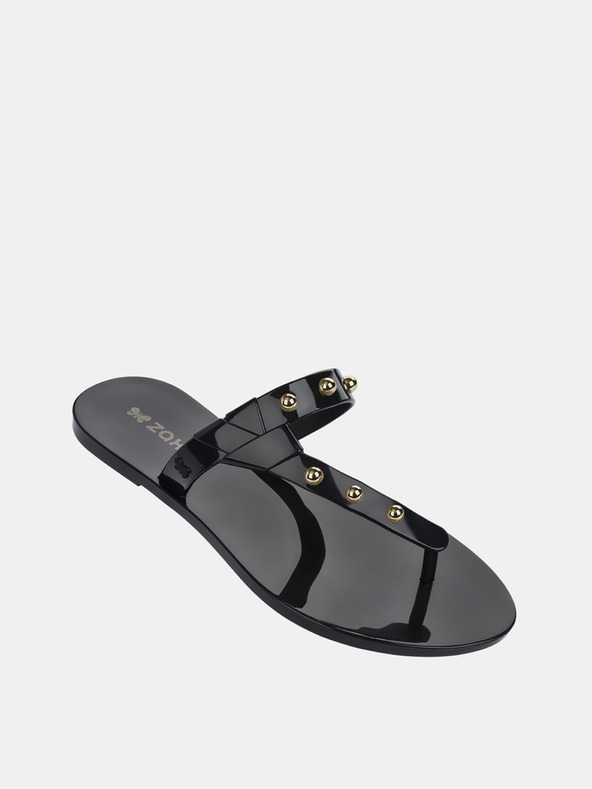 Zaxy Flip flop negru lucios cu detalii aurii Zaxy Spike