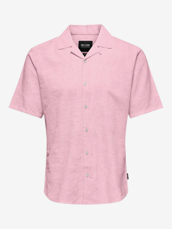 ONLY & SONS Tricou roz pentru bărbați din amestec de in ONLY & SONS Caiden