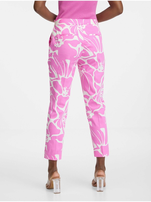Orsay Pantaloni cu model roz și alb pentru doamne ORSAY
