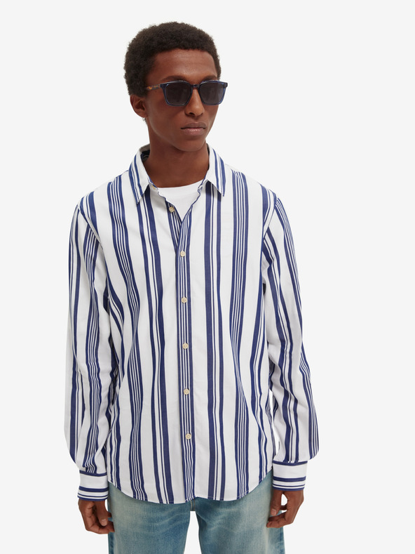 Scotch & Soda Cămașă în dungi albastră și albă Scotch & Soda pentru bărbați