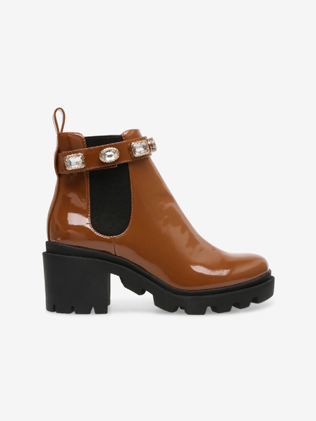 Steve Madden Botine cu toc lucioase de culoare maro, de damă Steve Madden Amulet
