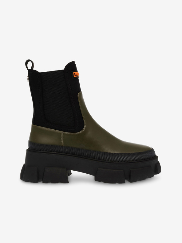 Steve Madden Cizme chelsea din piele negre și verzi pentru femei Steve Madden Triumphal Bootie