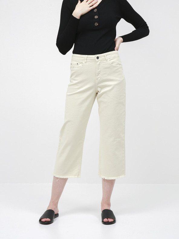 Jacqueline de Yong Cream Cropped Straight Fit Jeans JDY Tonia