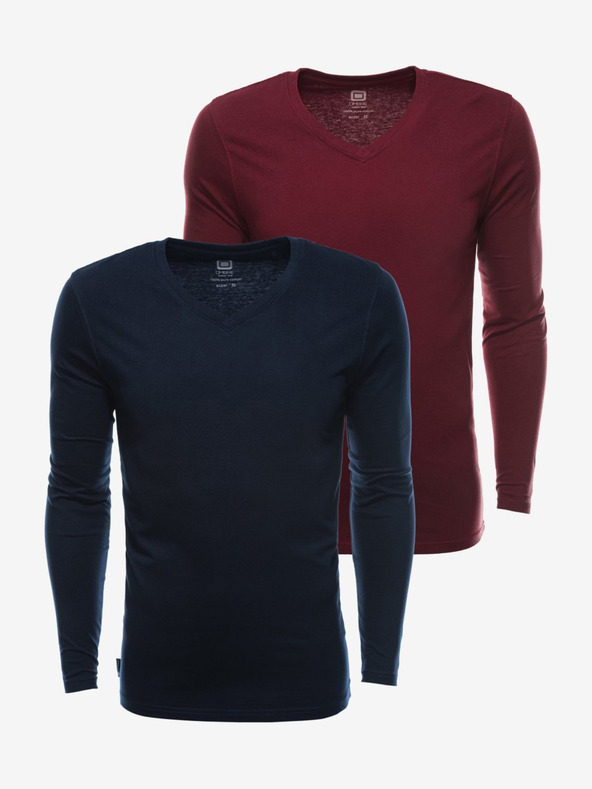 Ombre Clothing Set de două tricouri de bază pentru bărbați în albastru marin și burgundy Ombre Clothing
