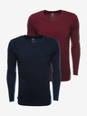 Ombre Clothing Set de două tricouri de bază pentru bărbați în albastru marin și burgundy Ombre Clothing