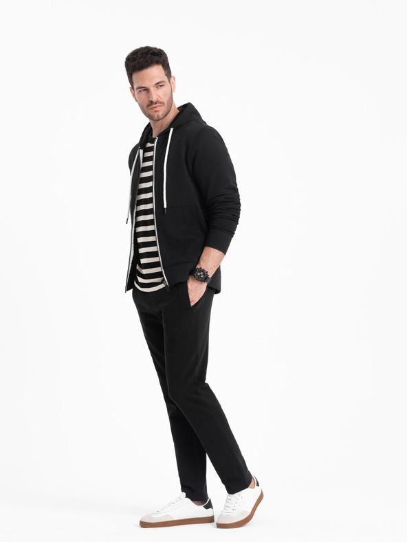 Ombre Clothing Hanorac cu glugă cu fermoar de bază pentru bărbați negru Ombre Clothing