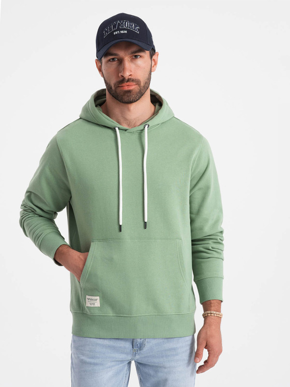 Ombre Clothing Hanorac verde cu glugă pentru bărbați Ombre Clothing