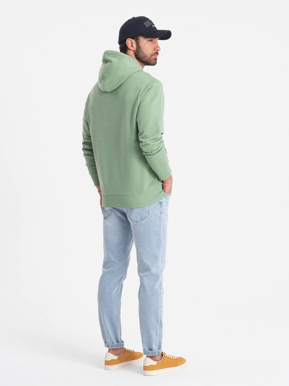 Ombre Clothing Hanorac verde cu glugă pentru bărbați Ombre Clothing