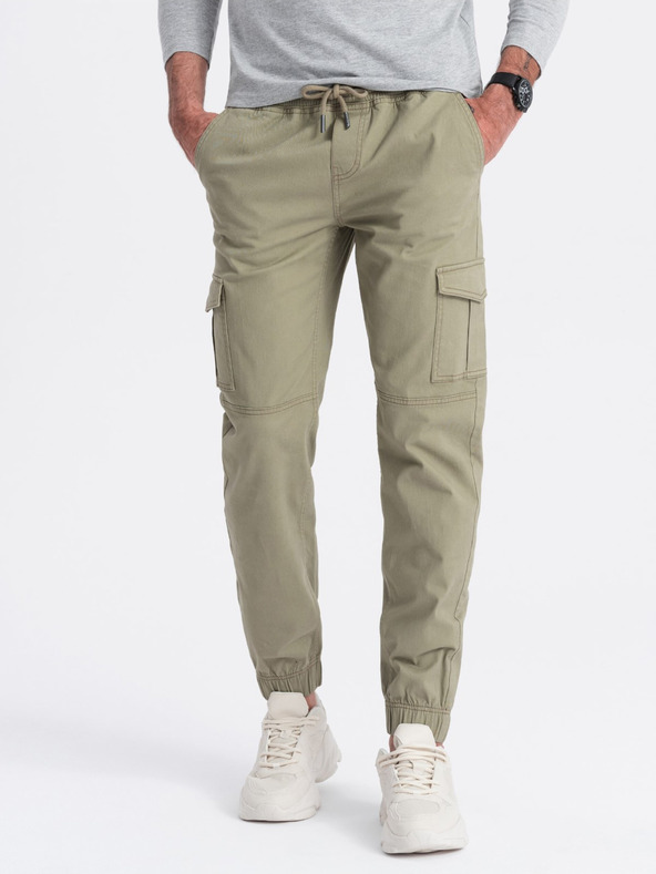 Ombre Clothing Pantaloni cargo jogger kaki pentru bărbați Ombre Clothing