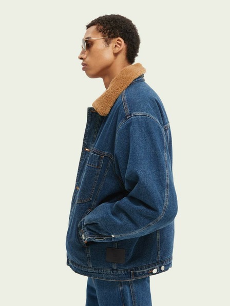 Scotch & Soda Jachetă bărbătească din denim albastru cu blană Scotch & Soda