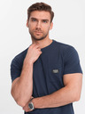 Ombre Clothing Tricou albastru închis pentru bărbați cu buzunar Ombre Clothing