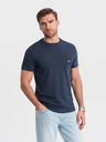 Ombre Clothing Tricou albastru închis pentru bărbați cu buzunar Ombre Clothing