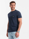 Ombre Clothing Tricou albastru închis pentru bărbați cu buzunar Ombre Clothing