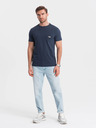 Ombre Clothing Tricou albastru închis pentru bărbați cu buzunar Ombre Clothing