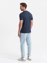 Ombre Clothing Tricou albastru închis pentru bărbați cu buzunar Ombre Clothing