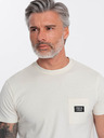 Ombre Clothing Tricou crem pentru bărbați cu buzunar Ombre Clothing