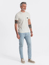 Ombre Clothing Tricou crem pentru bărbați cu buzunar Ombre Clothing