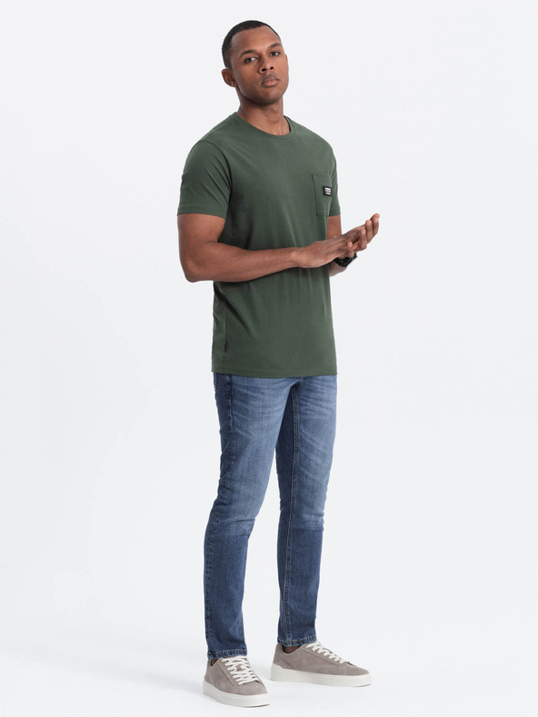 Ombre Clothing Tricou verde cu buzunar pentru bărbați Ombre Clothing