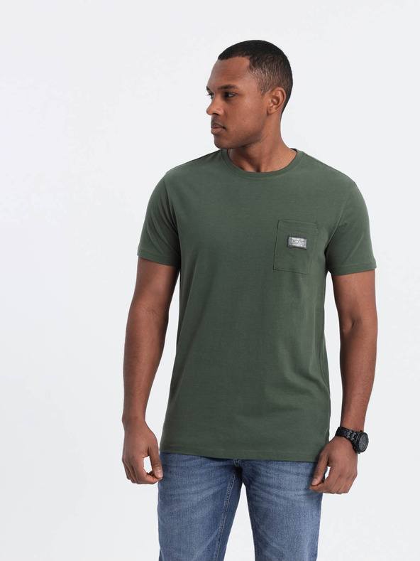 Ombre Clothing Tricou verde cu buzunar pentru bărbați Ombre Clothing