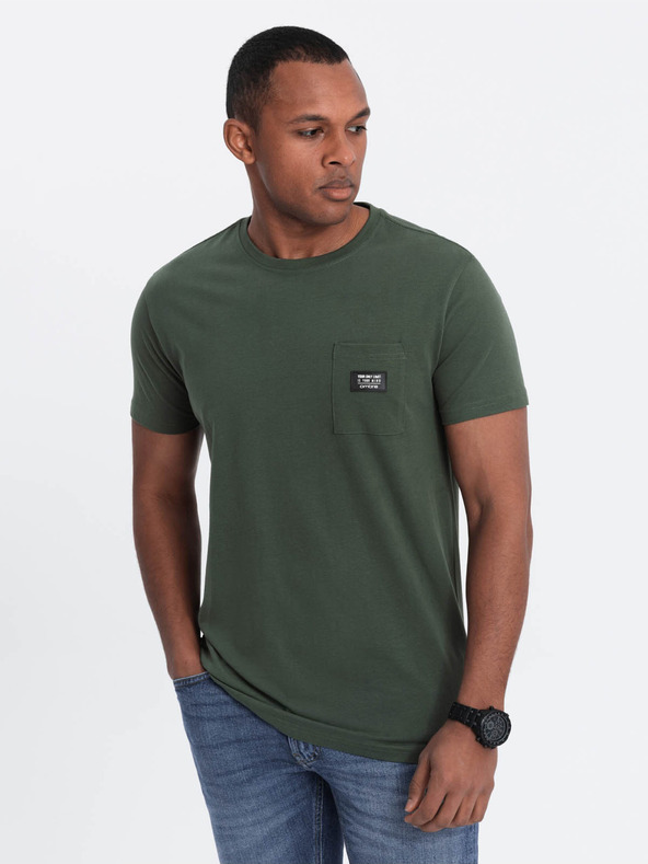 Ombre Clothing Tricou verde cu buzunar pentru bărbați Ombre Clothing