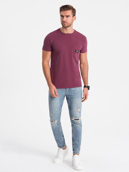 Ombre Clothing Tricou roz închis pentru bărbați cu buzunar Îmbrăcăminte Ombre