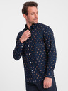 Ombre Clothing Cămașă bleumarin cu model slim fit pentru bărbați Ombre Clothing
