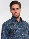 Ombre Clothing Cămașă bleumarin cu model slim fit pentru bărbați Ombre Clothing