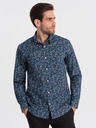 Ombre Clothing Cămașă bleumarin cu model slim fit pentru bărbați Ombre Clothing