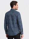 Ombre Clothing Cămașă bleumarin cu model slim fit pentru bărbați Ombre Clothing