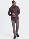 Ombre Clothing Cămașă bărbătească cu model burgundy și croială slim fit Ombre Clothing