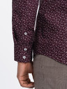 Ombre Clothing Cămașă bărbătească cu model burgundy și croială slim fit Ombre Clothing