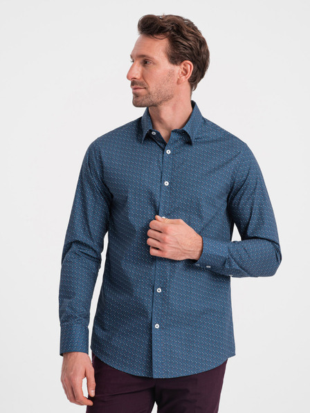Ombre Clothing Cămașă bleumarin cu model slim fit pentru bărbați Ombre Clothing