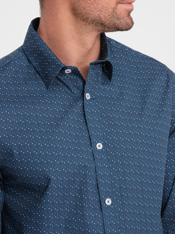 Ombre Clothing Cămașă bleumarin cu model slim fit pentru bărbați Ombre Clothing