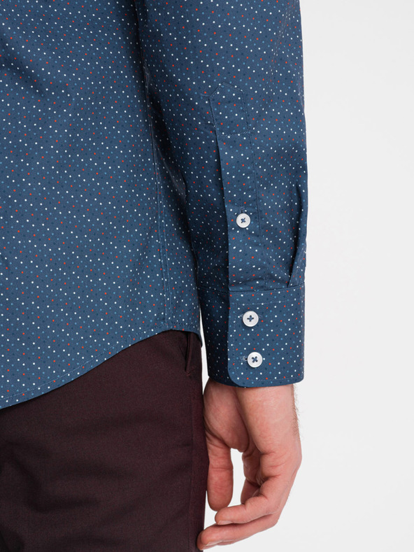 Ombre Clothing Cămașă bleumarin cu model slim fit pentru bărbați Ombre Clothing