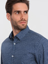 Ombre Clothing Cămașă bleumarin cu model slim fit pentru bărbați Ombre Clothing