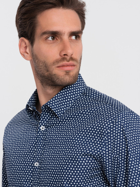 Ombre Clothing Cămașă bleumarin cu model slim fit pentru bărbați Ombre Clothing
