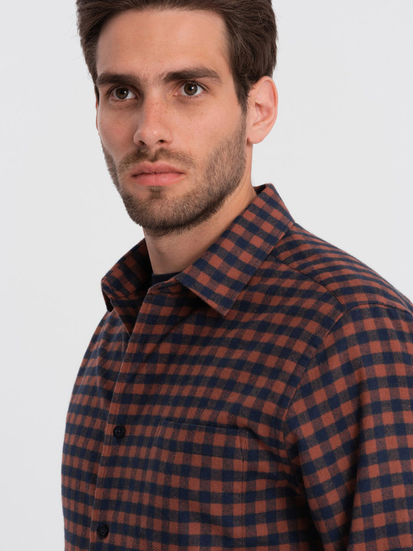 Ombre Clothing Cămașă din flanel în carouri albastru închis pentru bărbați Ombre Clothing