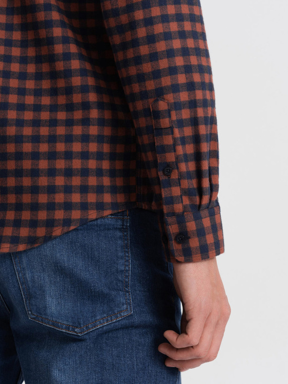 Ombre Clothing Cămașă din flanel în carouri albastru închis pentru bărbați Ombre Clothing