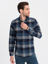 Ombre Clothing Cămașă bărbătească din flanel în carouri albastru Ombre Clothing