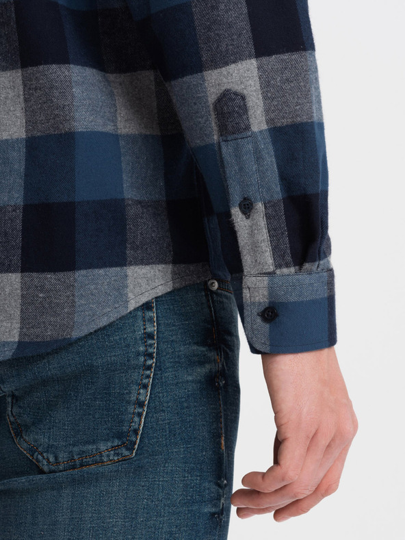 Ombre Clothing Cămașă bărbătească din flanel în carouri albastru Ombre Clothing