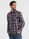 Ombre Clothing Cămașă din flanel albastră pentru bărbați Ombre Clothing