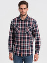 Ombre Clothing Cămașă din flanel albastră pentru bărbați Ombre Clothing